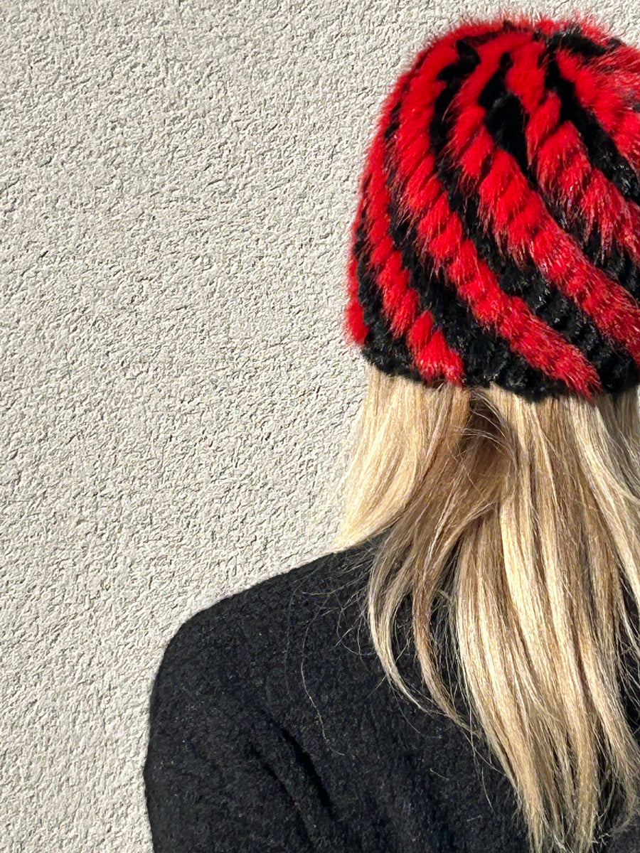 Gorro de invierno. Super chic. Visón trenzado. Lo