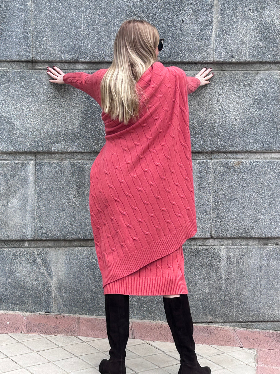 Knitted dress and long jacket set