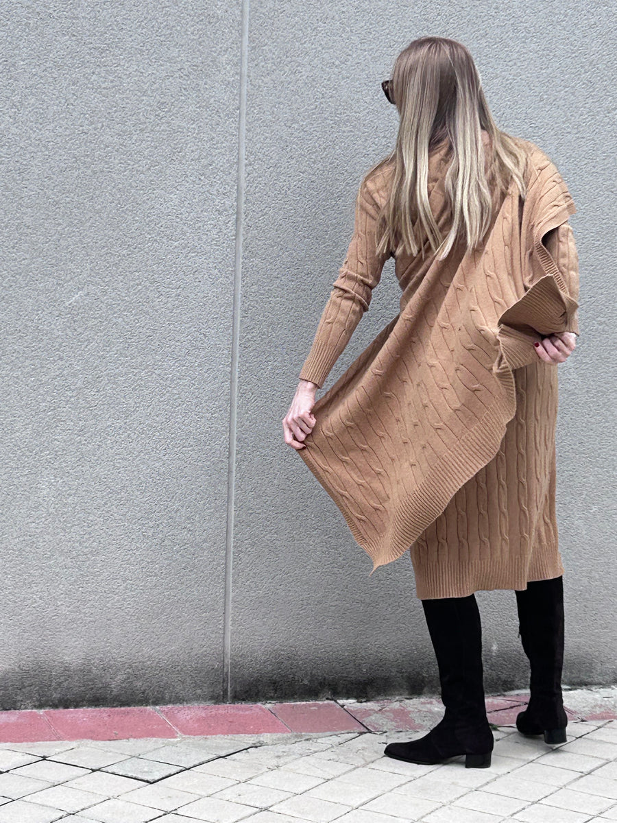 Knitted dress and long jacket set