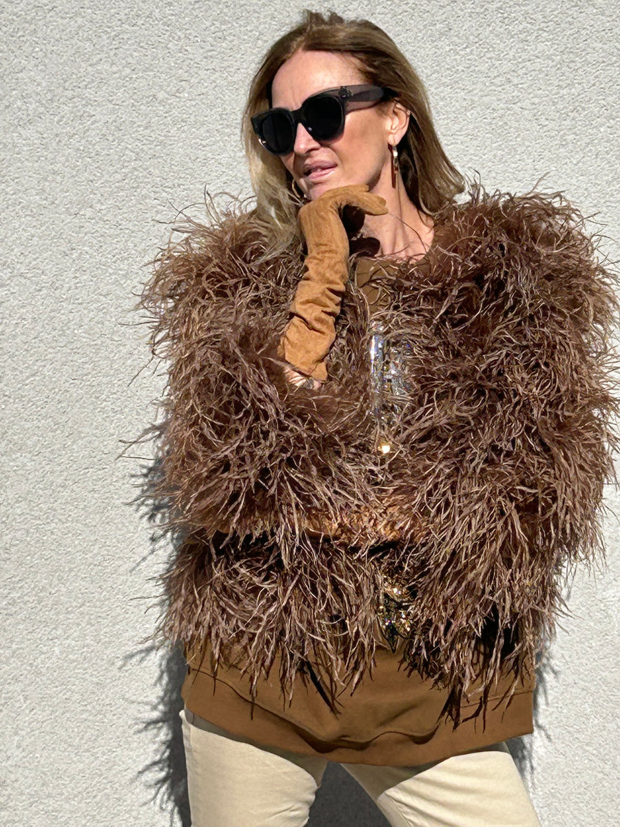 Long marabou down jacket