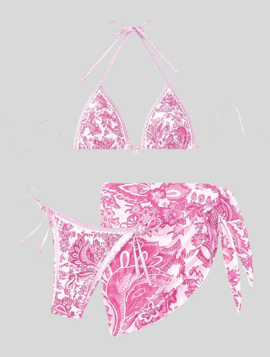 BIKINI DE TRIANGULO CON MINI PAREO