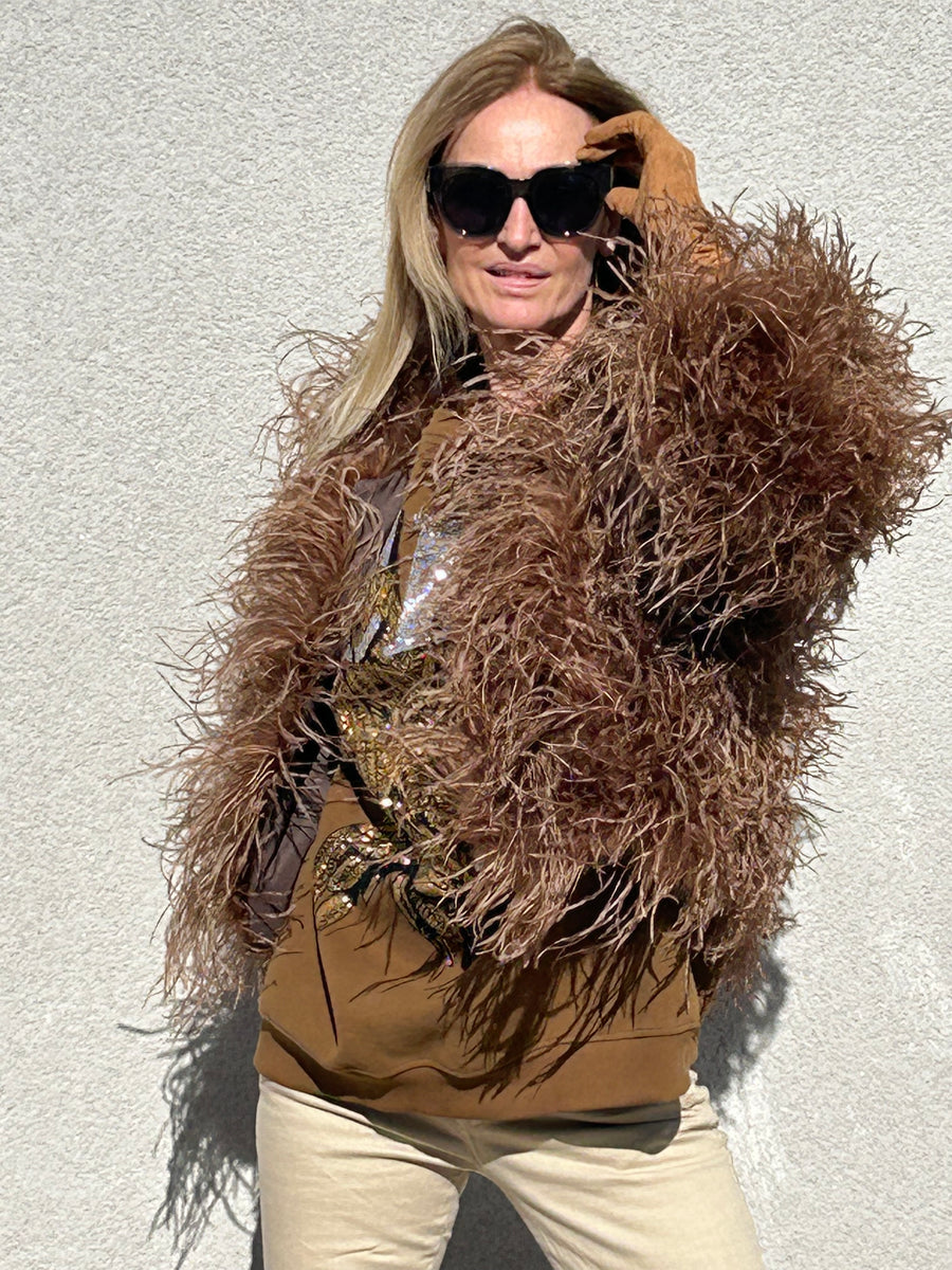 Long marabou down jacket