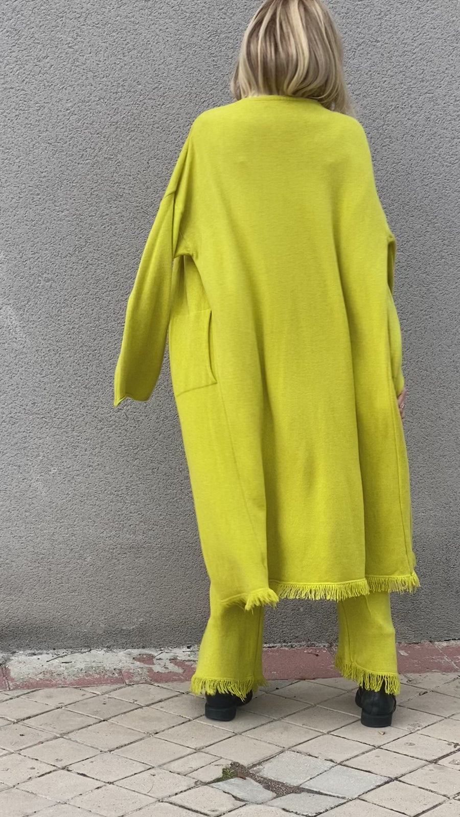 LIME soft knit OVERSIZE three-piece set