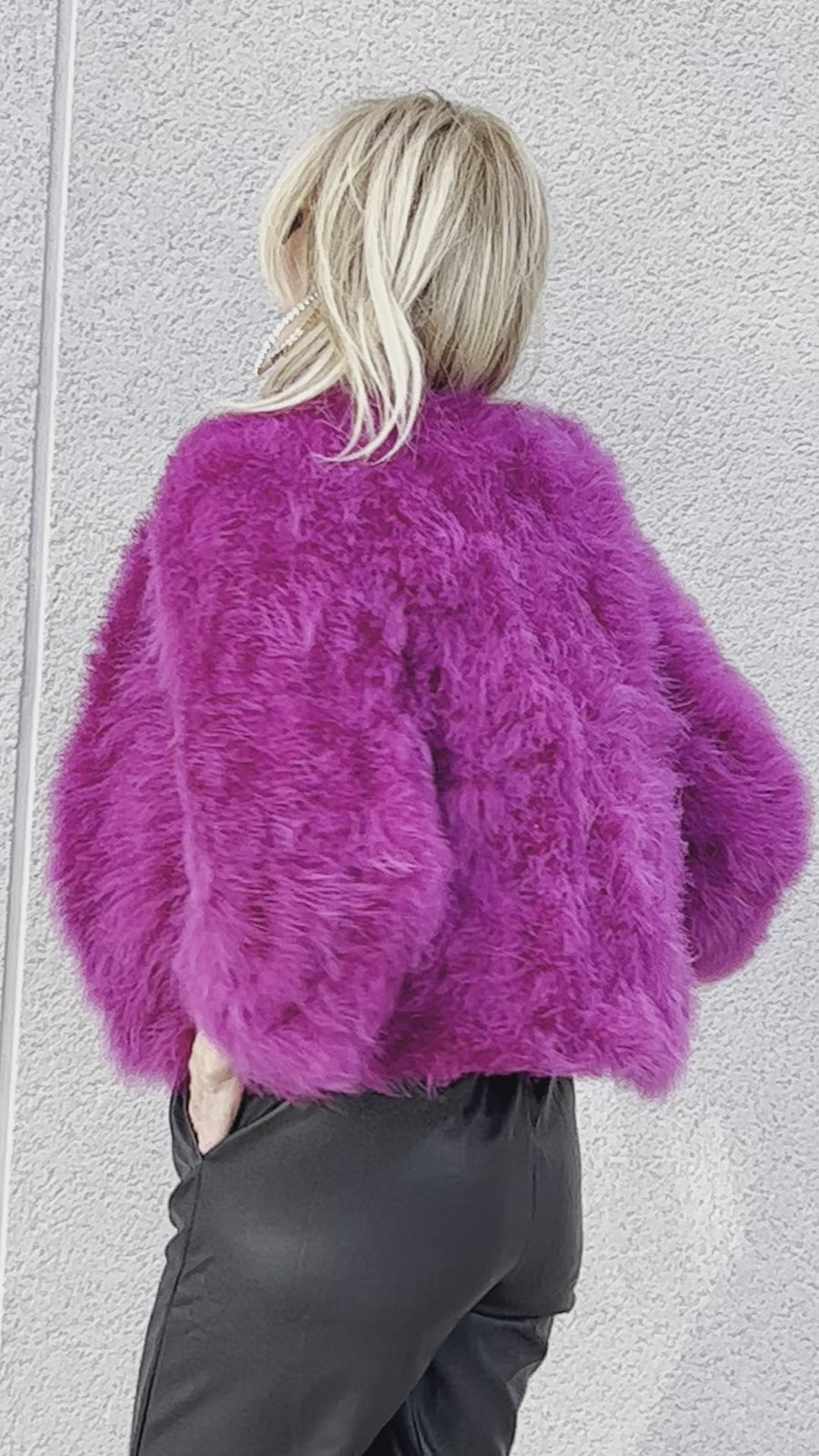 Short colored marabou feather jacket