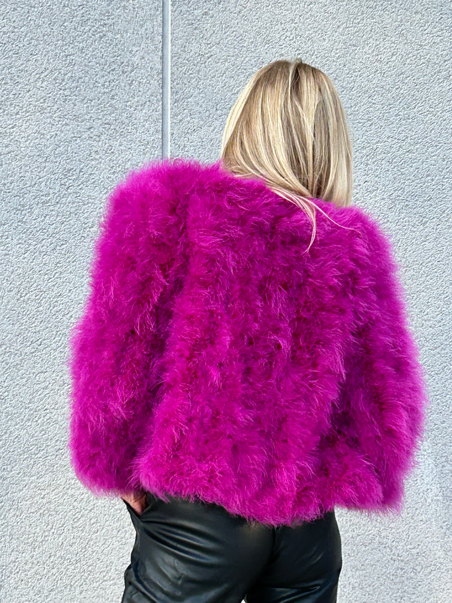 Short colored marabou feather jacket