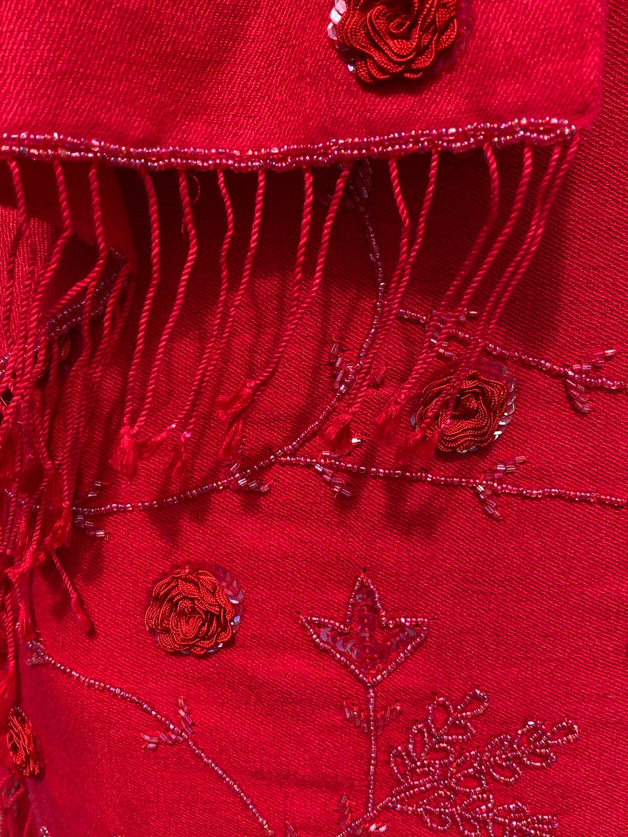 Pashmina shawl with sequined flowers