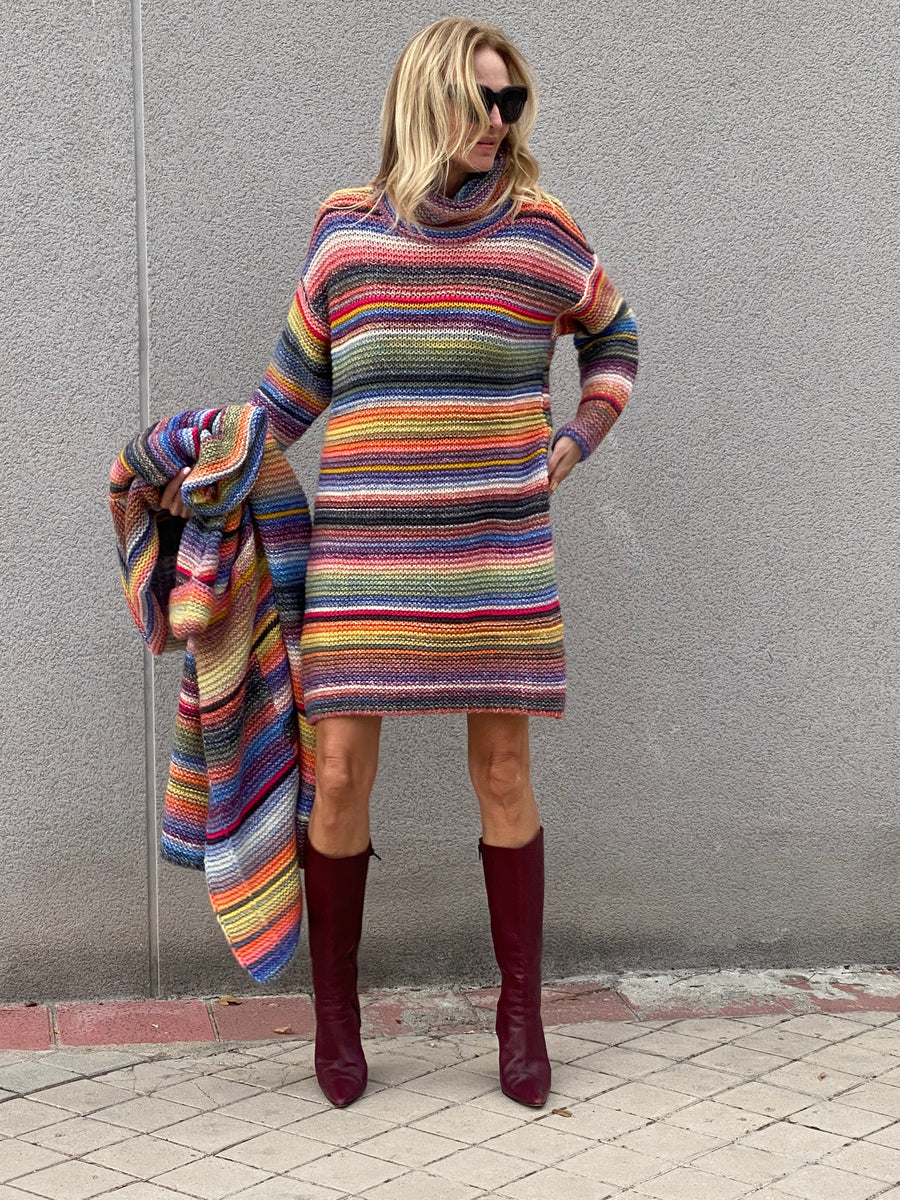 Multicolored soft knit set