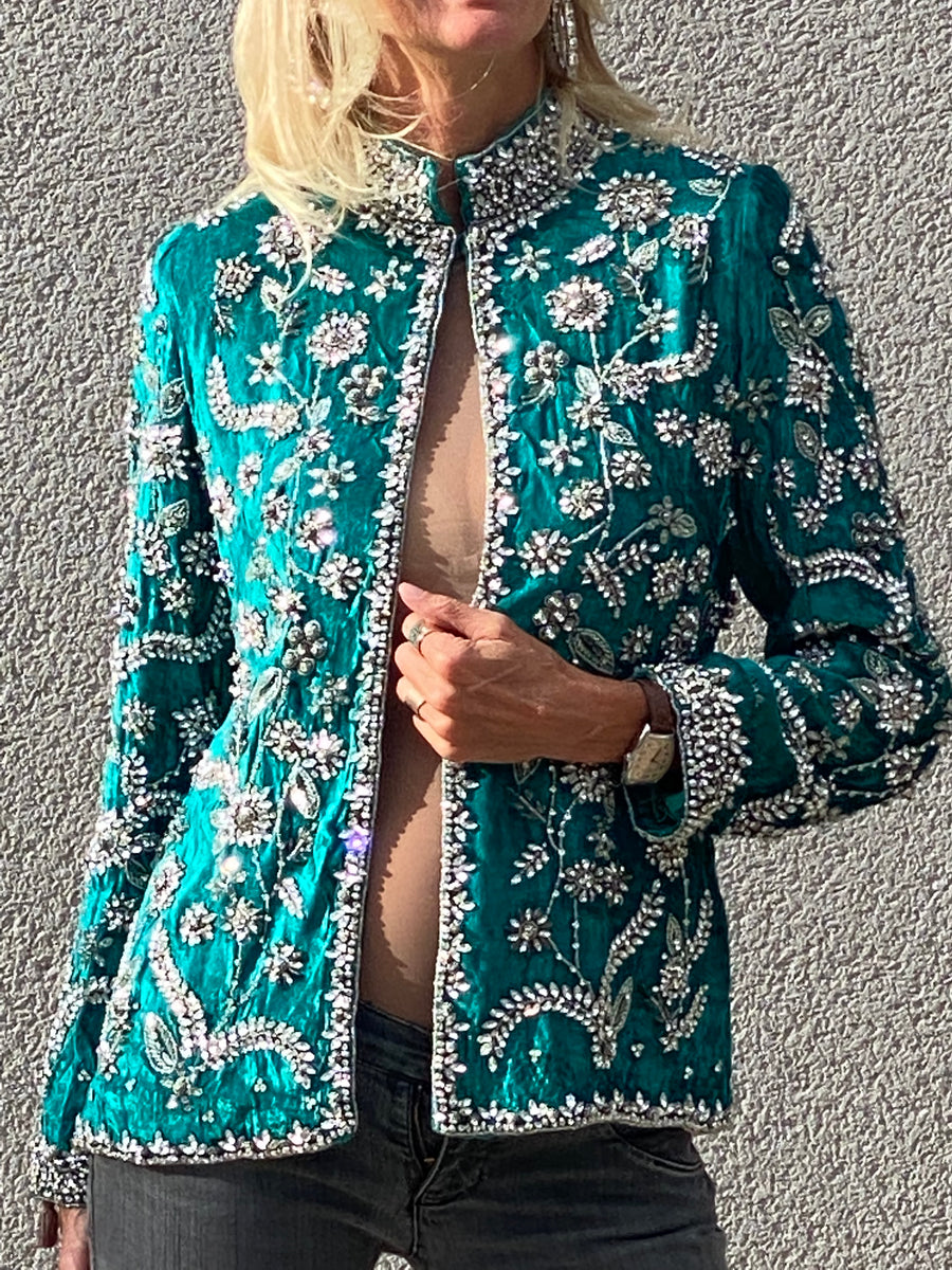 Jewel velvet jacket with Crystal beading