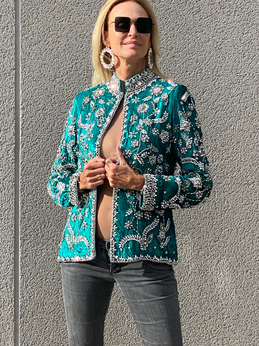 Jewel velvet jacket with Crystal beading