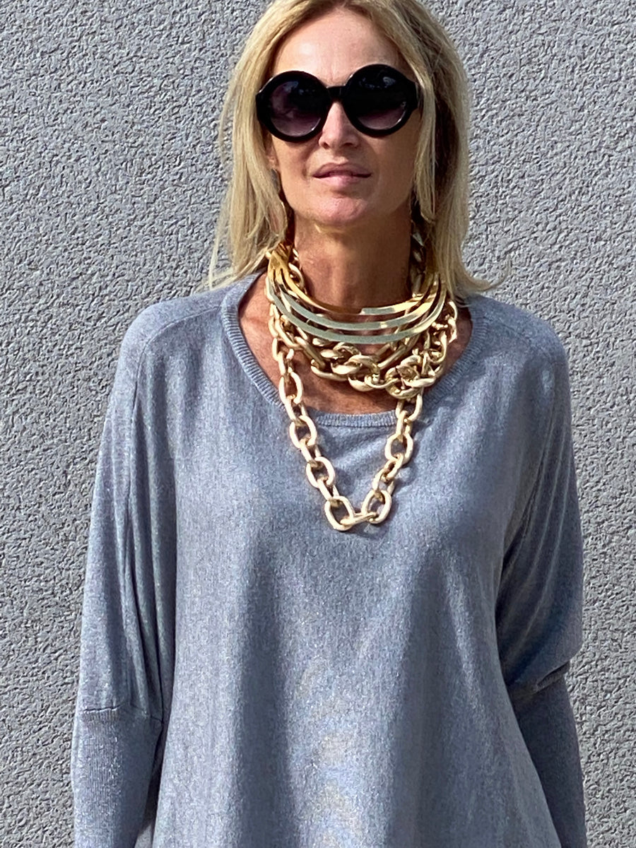 Jersey oversize escote redondo y brilli