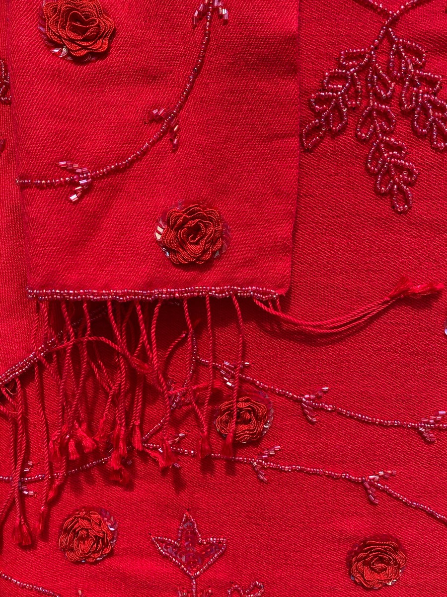 Pashmina shawl with sequined flowers