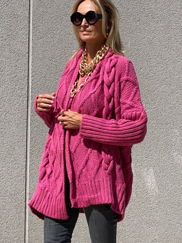 Pink soft chunky knit jacket