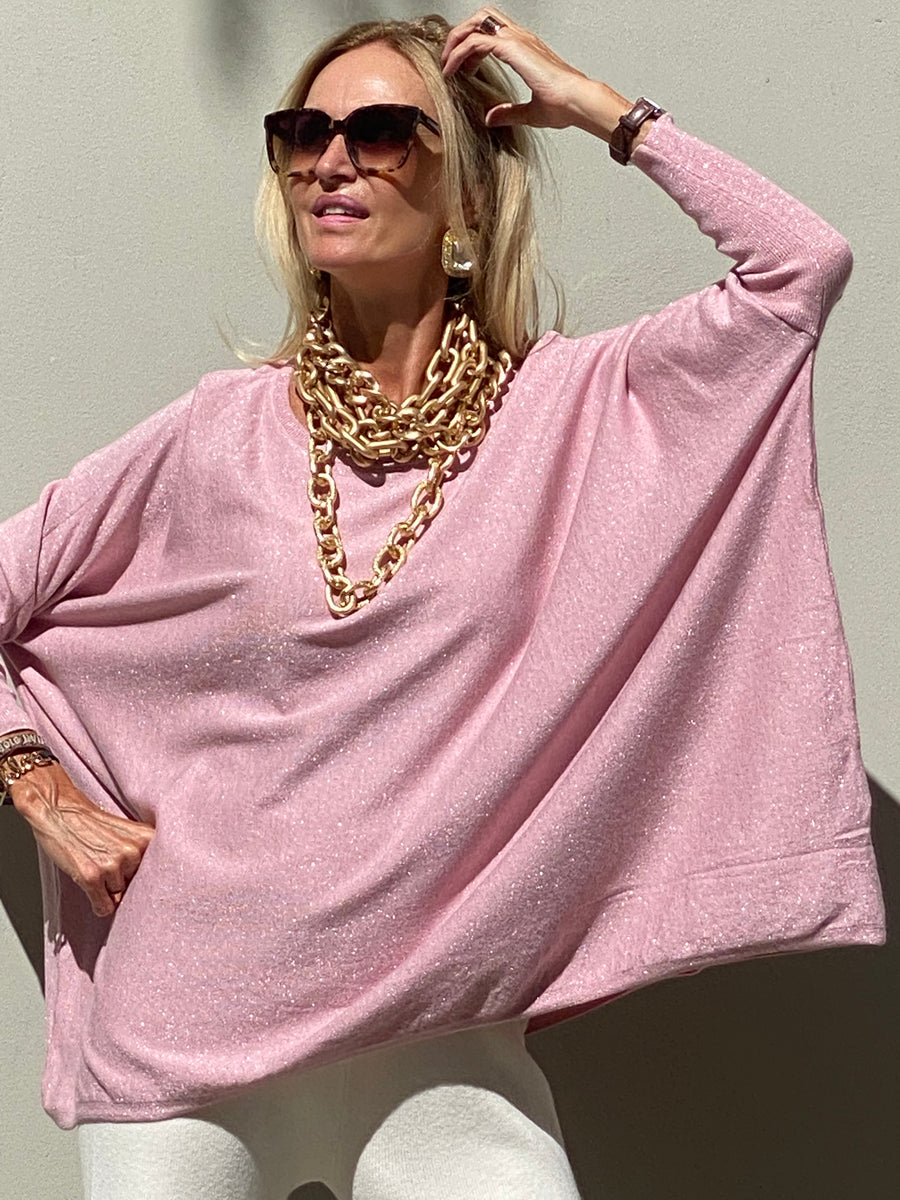 Jersey oversize escote redondo y brilli