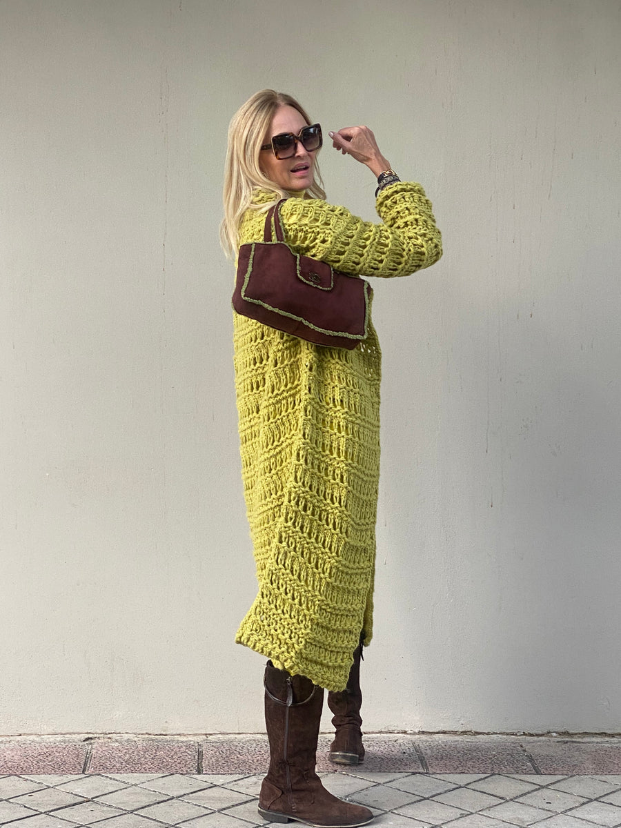 DOLLY long jacket in open stitch MAXI CARDIGAN