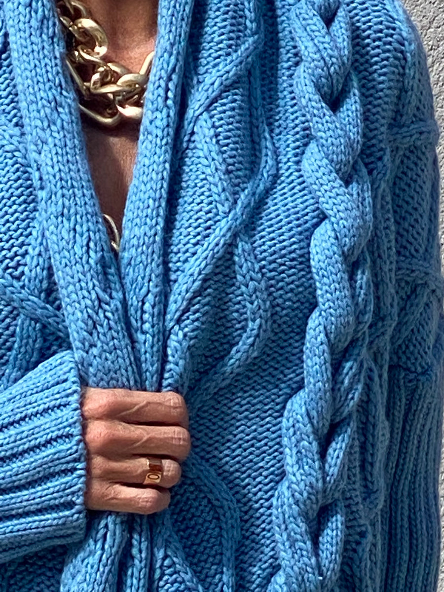 Blue soft chunky knit jacket