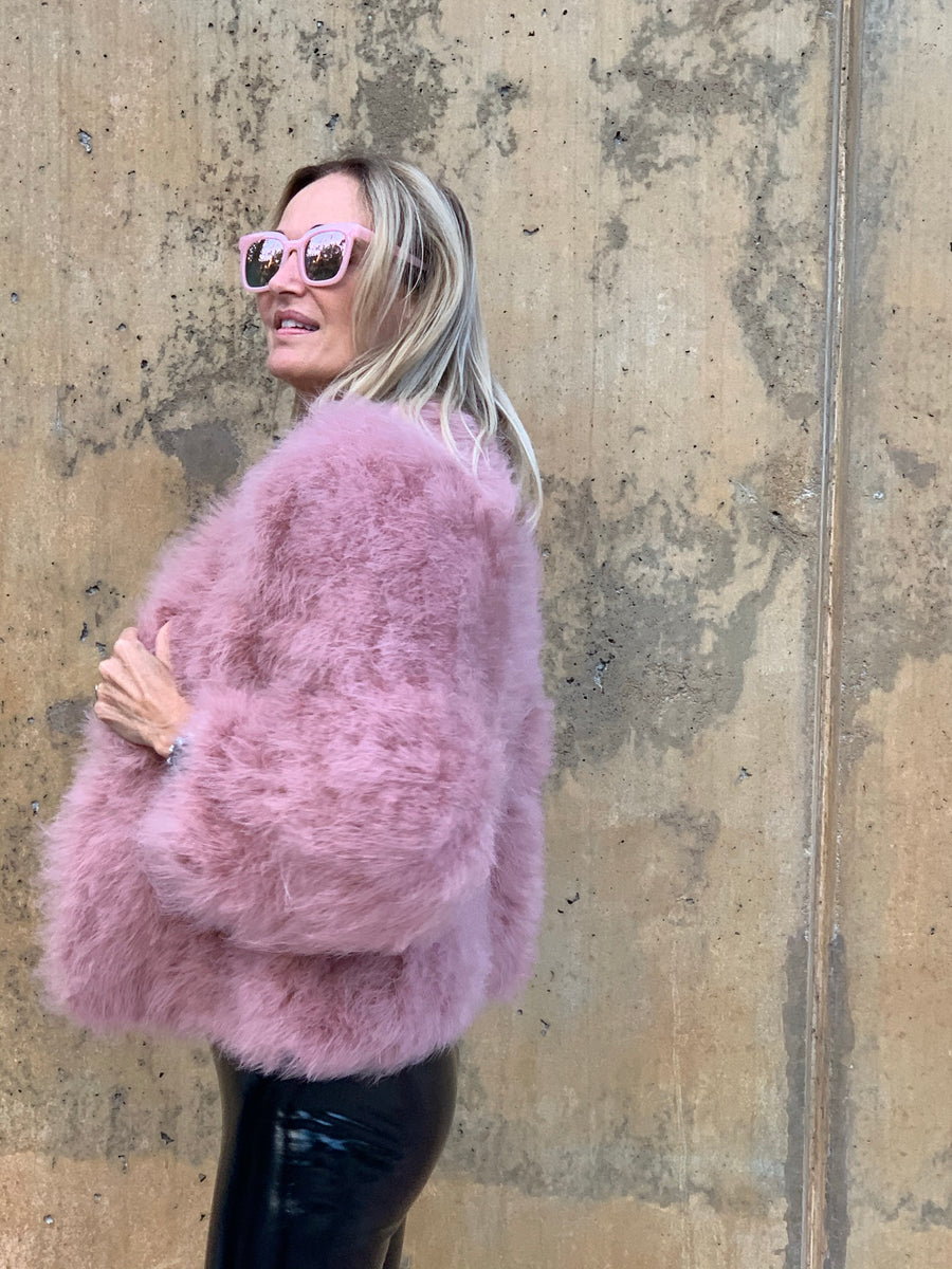 Short colored marabou feather jacket