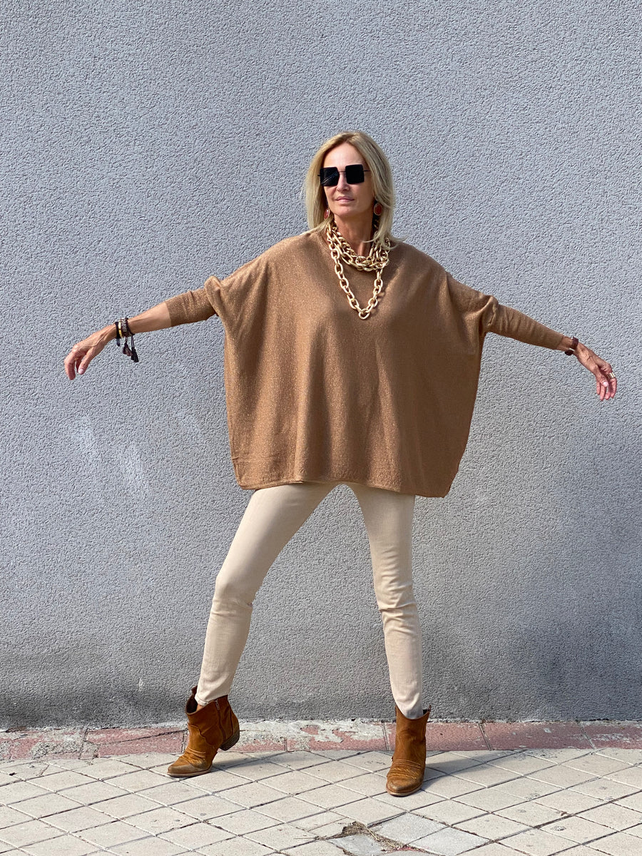 Jersey oversize escote redondo y brilli