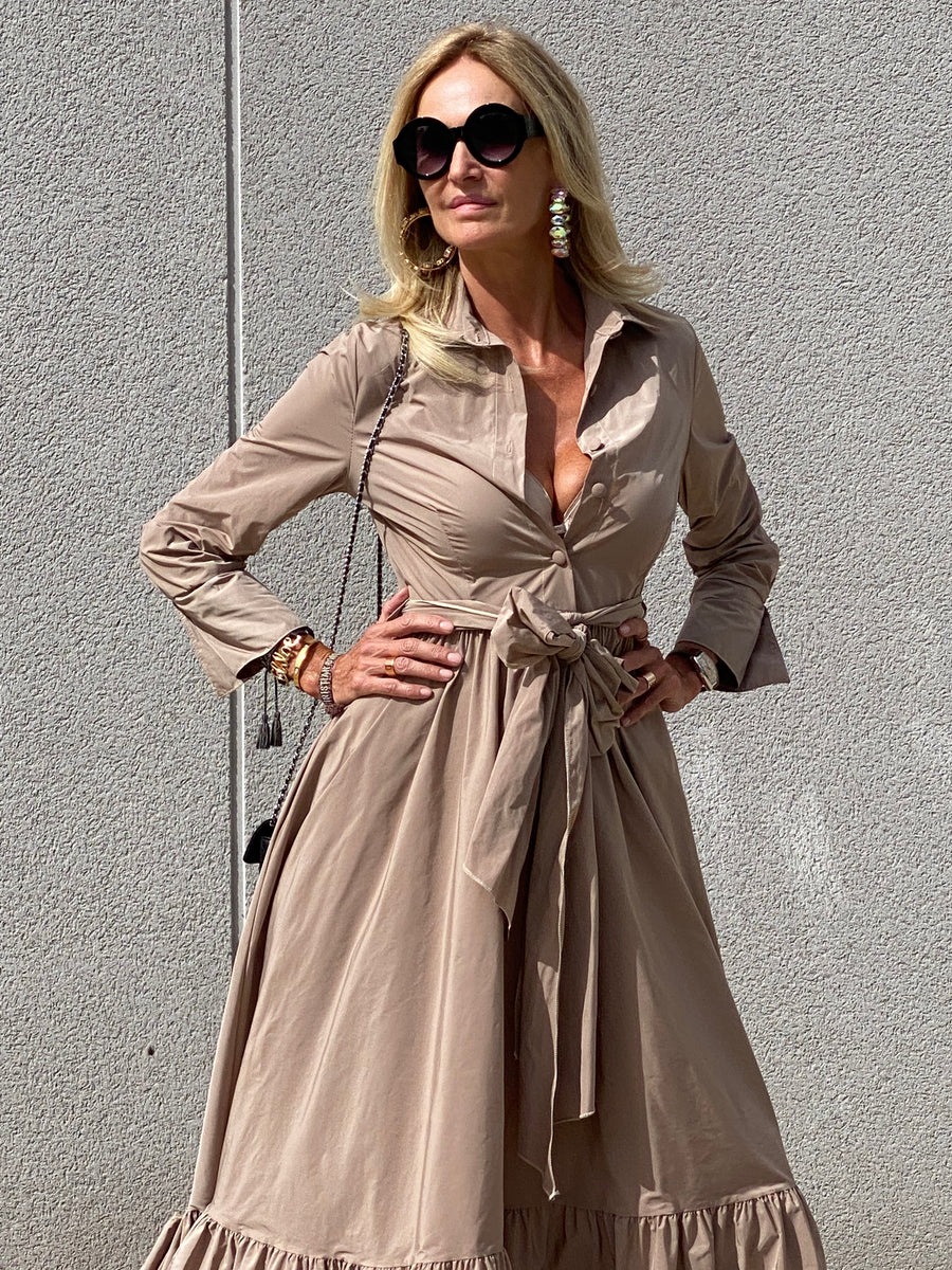 Long shirt dress LAZO in taffeta