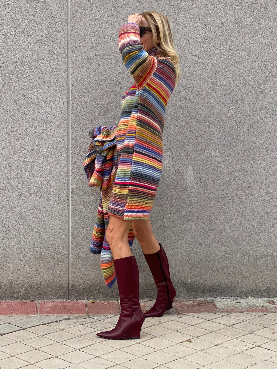 Multicolored soft knit set