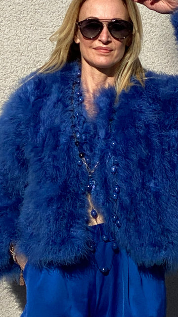 Short colored marabou feather jacket