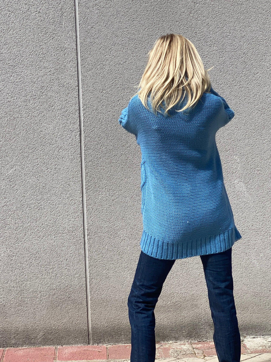 Blue soft chunky knit jacket