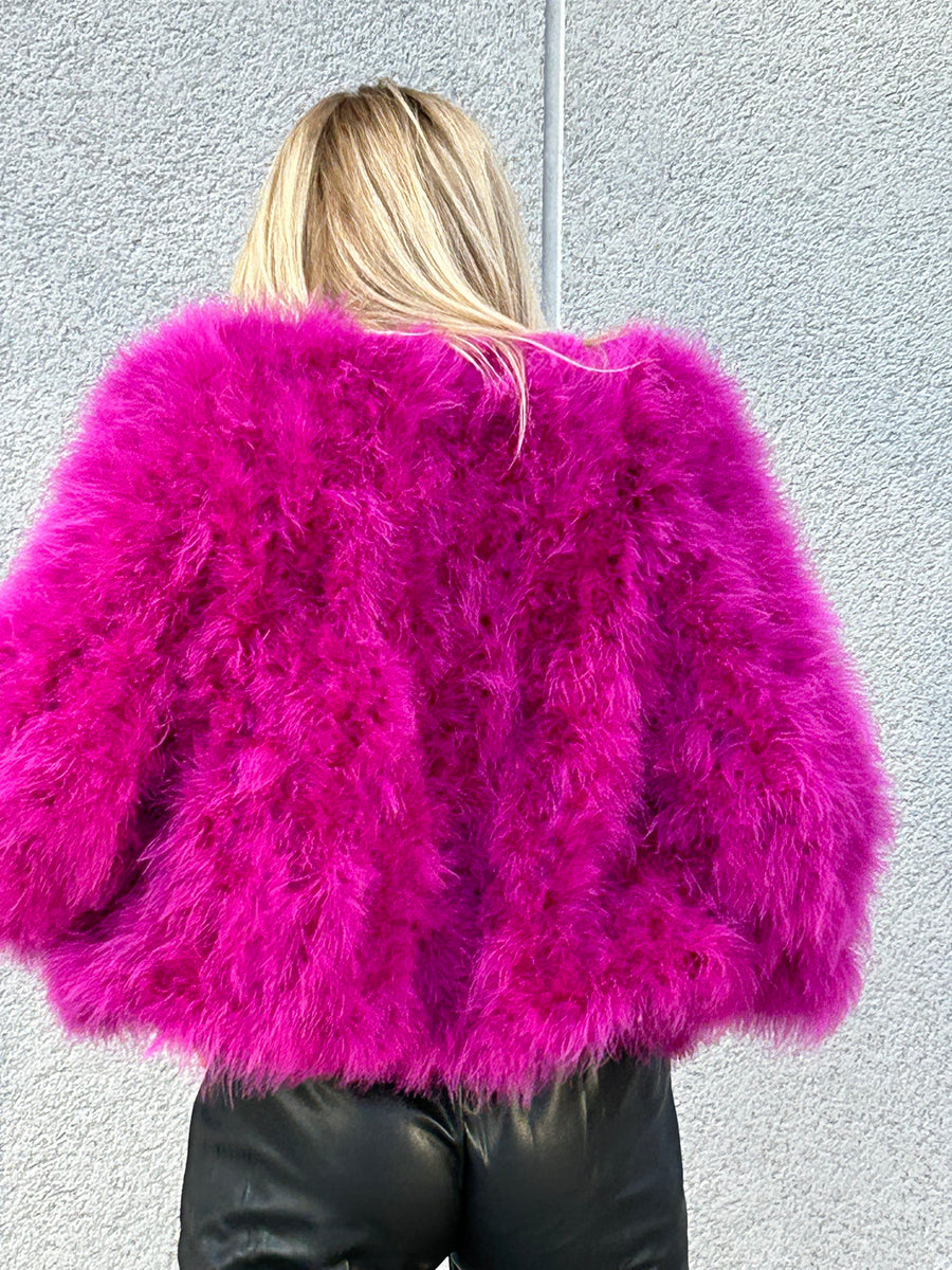 Short colored marabou feather jacket