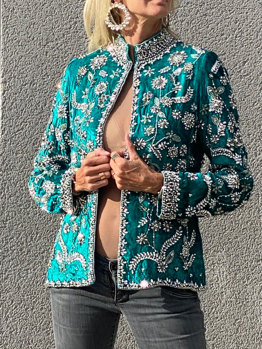 Jewel velvet jacket with Crystal beading