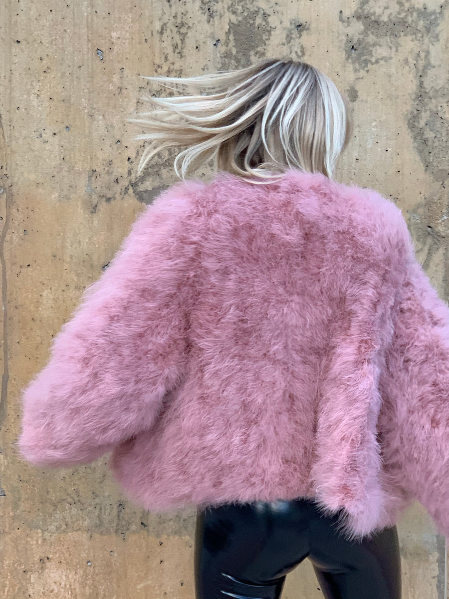 Short colored marabou feather jacket